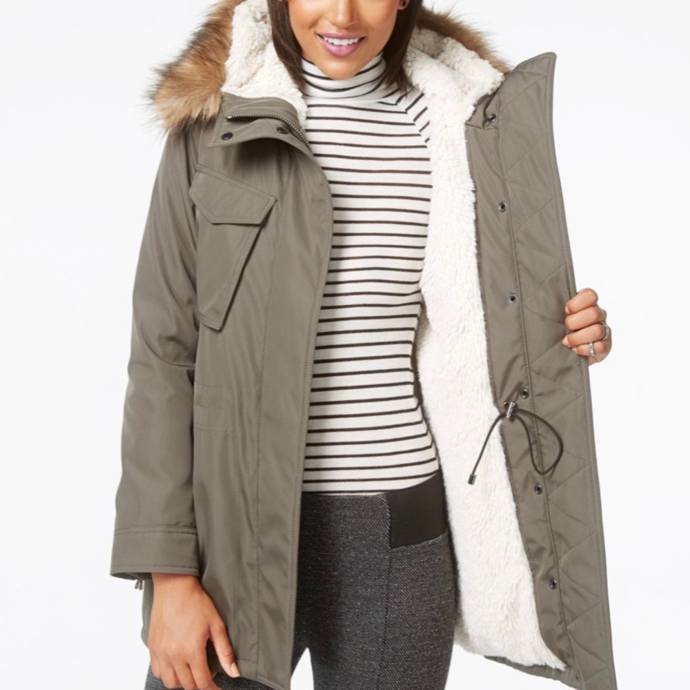 S13/NYC Field faux fur trim parka. Winter coat.